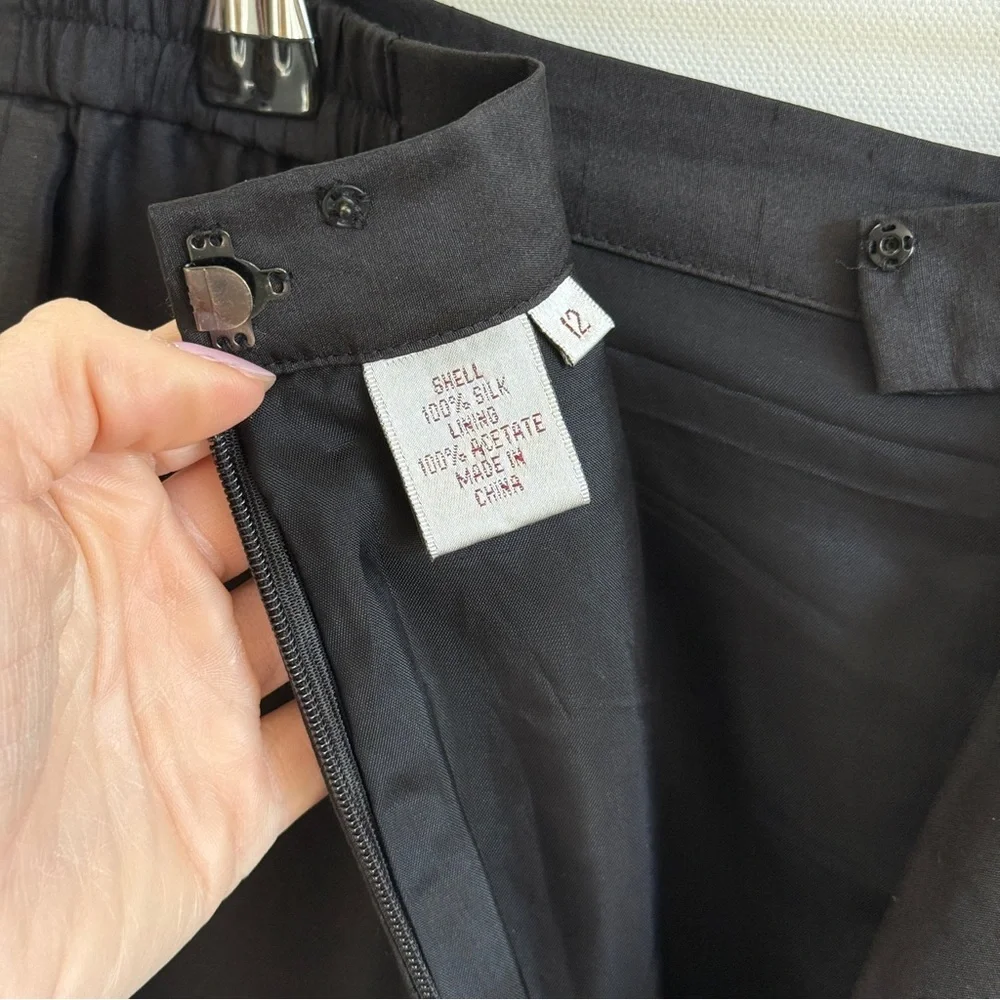 Vintage Silk Trousers High Waist Black 12